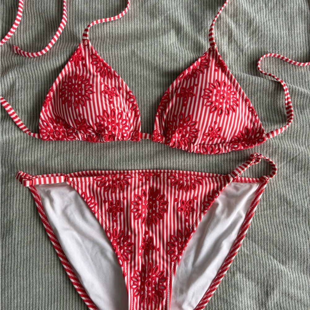 Aerie Red and White Striped Bikini - Picture 2 of 3